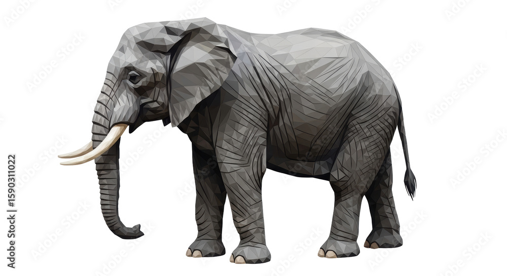 Obraz premium Isolated Low Poly Elephant Illustration