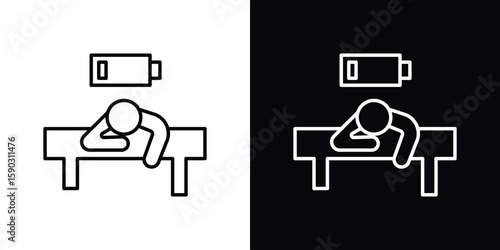 Tired person icon. Stroke pictogram. Vector illustration. Vector sign for mobile app and websites.