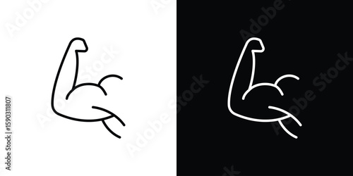 Strong arm icon. Stroke pictogram. Vector illustration. Vector sign for mobile app and websites.