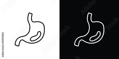 Stomach with Liquids icon. Stroke pictogram. Vector illustration. Vector sign for mobile app and websites.
