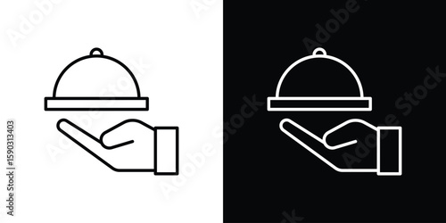 Restaurant Tray icon. Stroke pictogram. Vector illustration. Vector sign for mobile app and websites.
