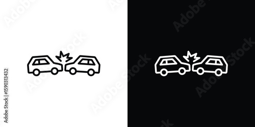 Rear end collision icon. Stroke pictogram. Vector illustration. Vector sign for mobile app and websites.