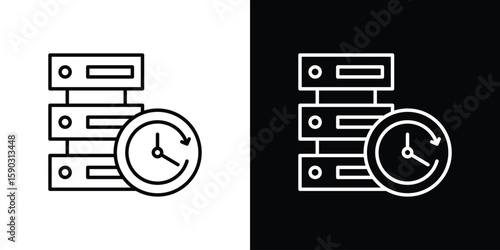 Real time data icon. Stroke pictogram. Vector illustration. Vector sign for mobile app and websites.