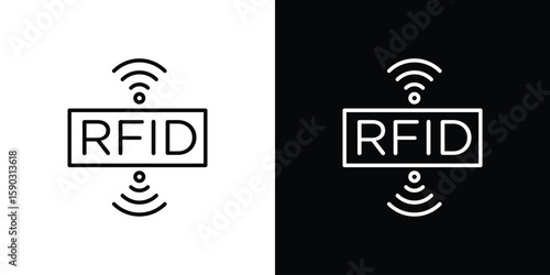 RFID icon. Stroke pictogram. Vector illustration. Vector sign for mobile app and websites.