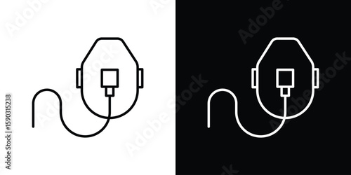 Oxygen mask icon. Stroke pictogram. Vector illustration. Vector sign for mobile app and websites.