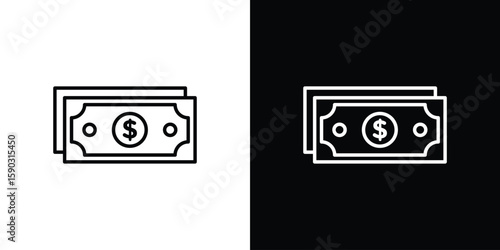 Money icon. Stroke pictogram. Vector illustration. Vector sign for mobile app and websites.