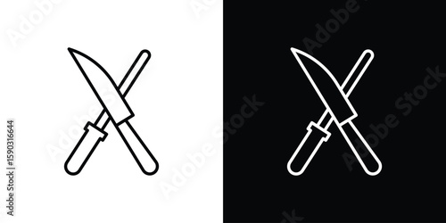 Knife sharpener icon. Stroke pictogram. Vector illustration. Vector sign for mobile app and websites.