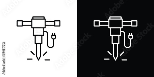 Hydraulic breaker icon. Stroke pictogram. Vector illustration. Vector sign for mobile app and websites.
