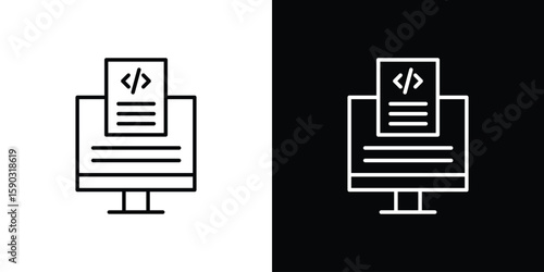 Front end icon. Stroke pictogram. Vector illustration. Vector sign for mobile app and websites.