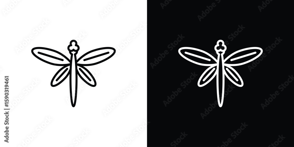 Fototapeta premium Dragon fly icon. Stroke pictogram. Vector illustration. Vector sign for mobile app and websites.
