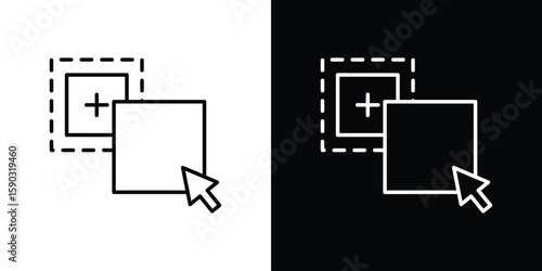 Drag and drop icon. Stroke pictogram. Vector illustration. Vector sign for mobile app and websites.