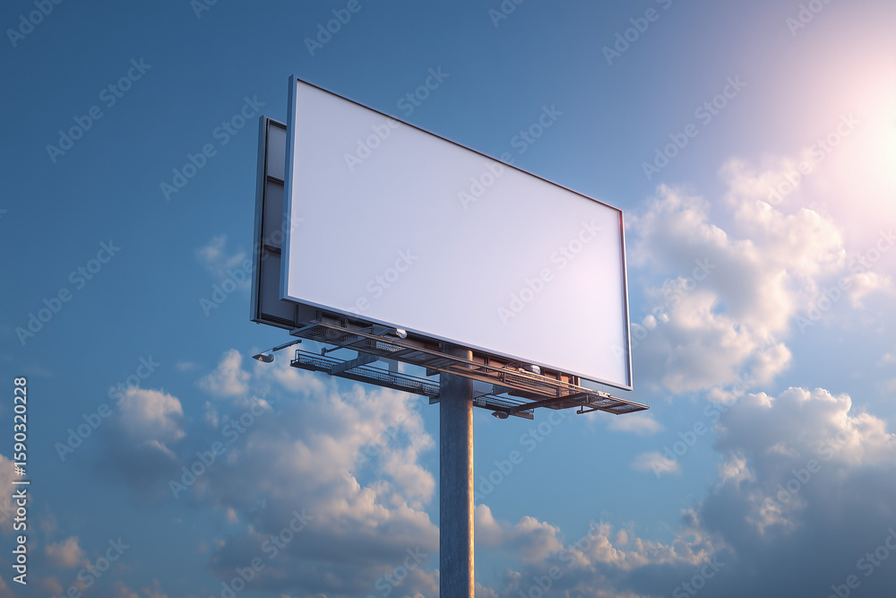 Fototapeta premium Mockup Blank Outdoor Billboard Ad Space on Blue Sky