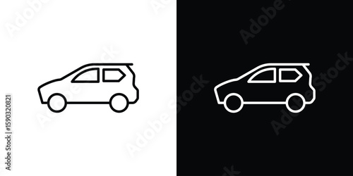 Compact car icon. Stroke pictogram. Vector illustration. Vector sign for mobile app and websites.