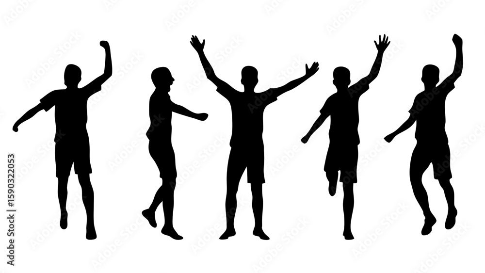 Obraz premium Soccer Players Kicking Ball and Celebrating Victory on Field