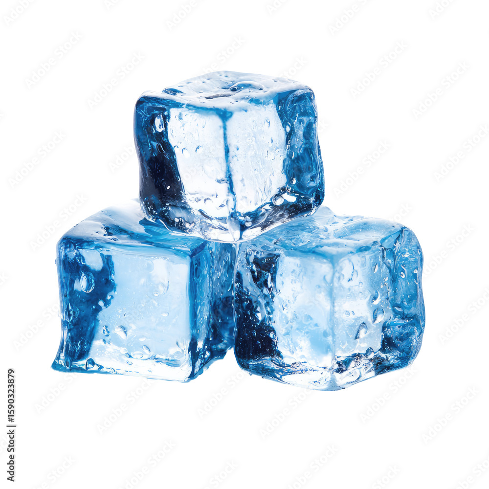 Obraz premium Ice cubes isolated on transparent background cutout