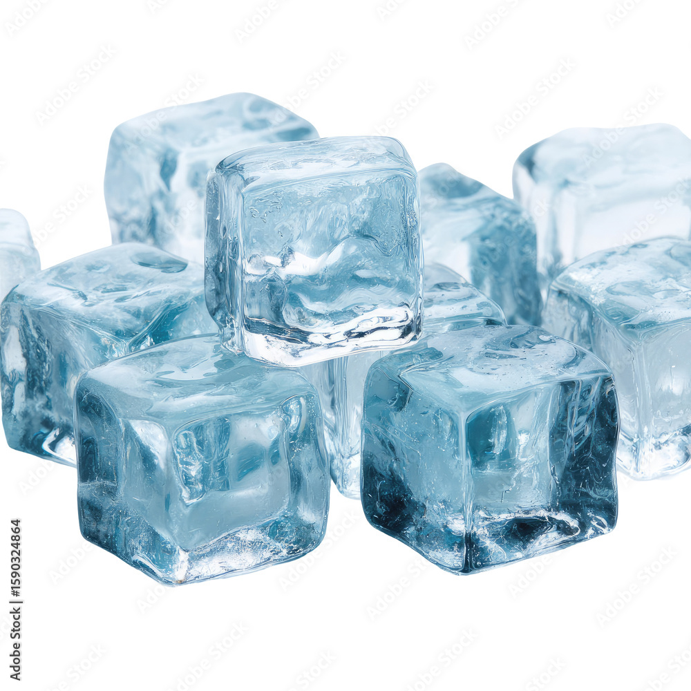 Obraz premium Ice cubes isolated on transparent background cutout