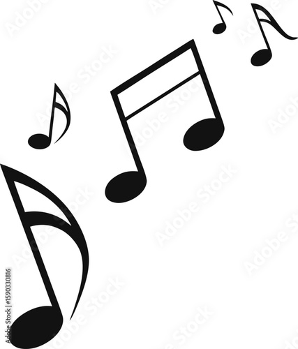 Three music notes floating upwards