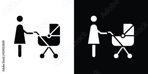 Woman with Baby Stroller icon