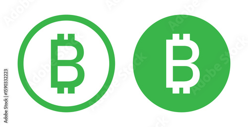 Bitcoin green coin icons, Cryptocurrency currency symbols vector illustration.