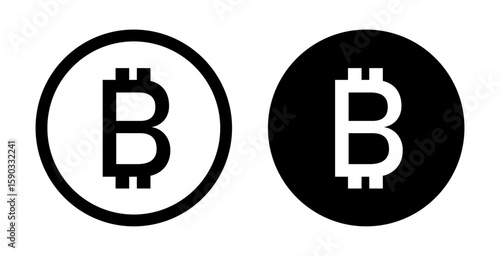 Bitcoin black coin icons, Cryptocurrency currency symbols, Vector illustration.