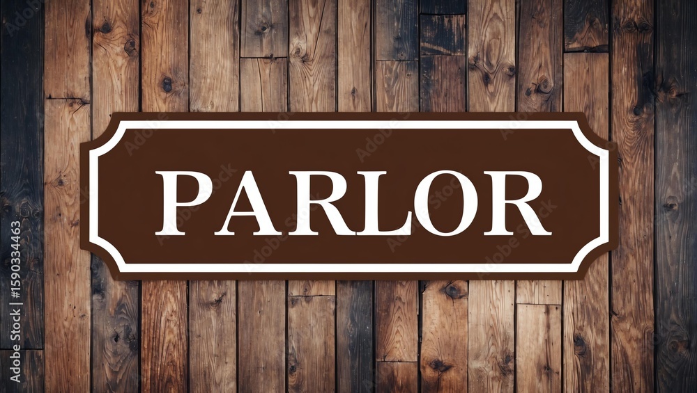 Phrase Parlor is displayed on an attractive signage board with on a beautiful rustic wooden background Phrase Parlor is displayed on an attractive signage board with on a beautiful rustic wooden background