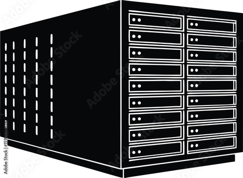 server rack vector illustration in silhouette style