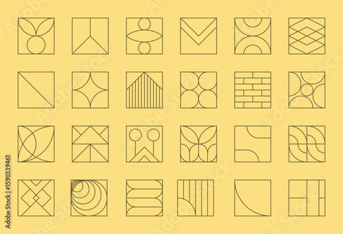 Wallpaper Mural Set of Abstract Geometric Line Art Torontodigital.ca