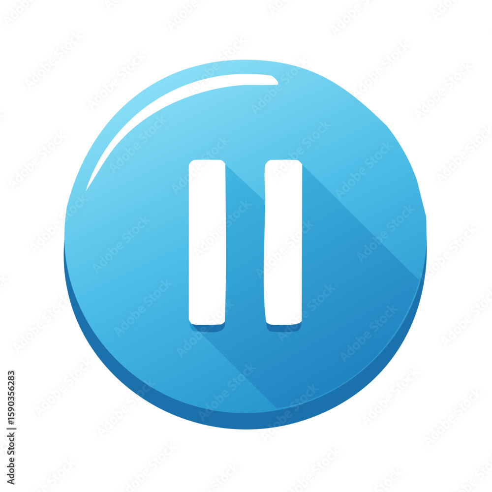 Pause Symbol Illustration: Blue Circular Button with White Pause Icon for Media Control Pause Symbol Illustration: Blue Circular Button with White Pause Icon for Media Control