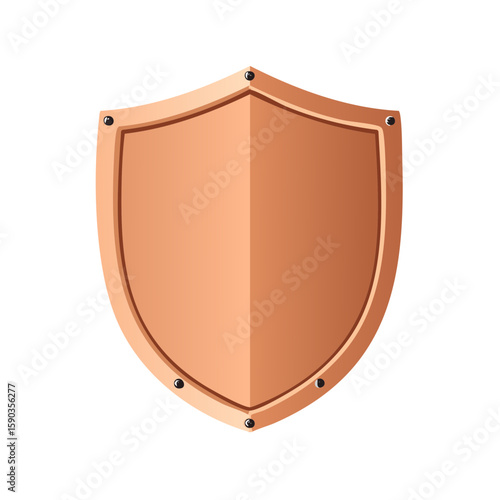 Shiny Copper Shield Isolated Illustration, Protection Concept