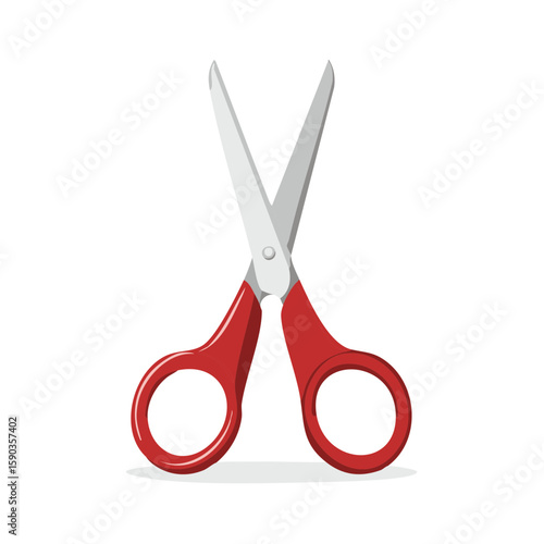 Illustration of Red Handled Scissors with Silver Blades for Crafts