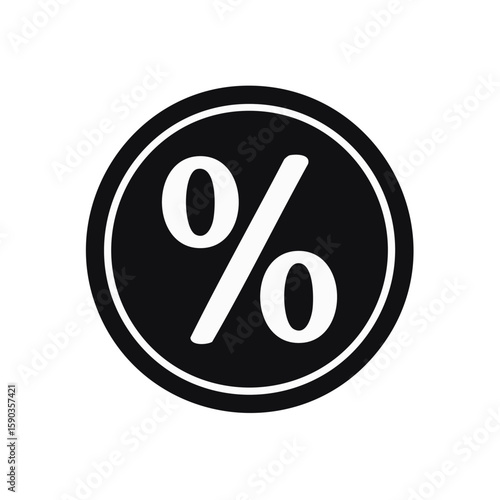 Black and white percentage symbol design in a circle showcasing discount offers and marketing strategy