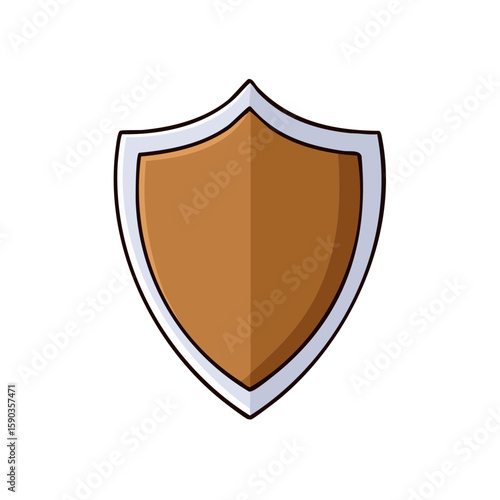 Free Download Golden shield illustration with silver border, cartoon style defense emblem, digital drawing - GFXLoad