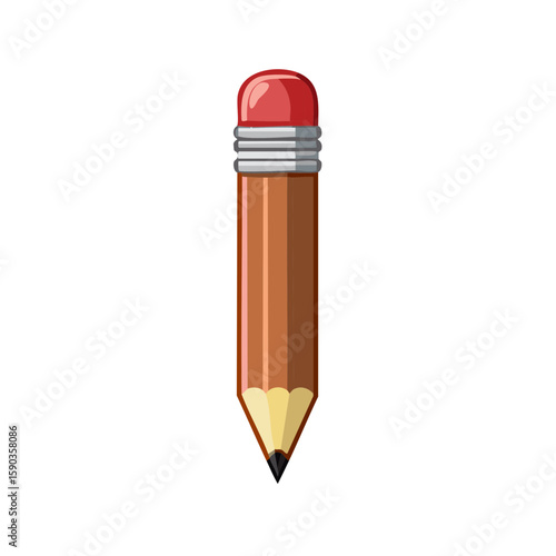 Illustration of a Wooden Pencil with Eraser for Writing and Drawing