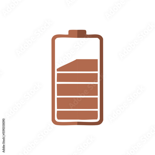 Depleted Brown Battery Icon Symbolizing Energy Consumption and Low Power Level