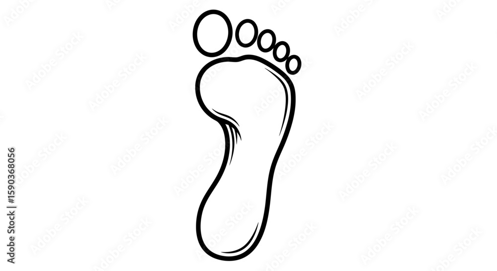 Vector footprint outline vector illustration for podiatry foot care and human anatomy with toe design element Vector footprint outline vector illustration for podiatry foot care and human anatomy with toe design element