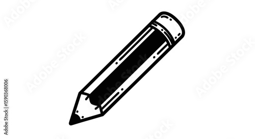 Vector pencil drawing vector illustration for graphic design and education projects, school supplies, art tool