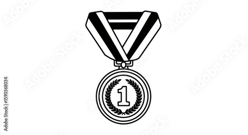 Vector first place gold medal award vector illustration achievement winner champion competition success graphic 1st