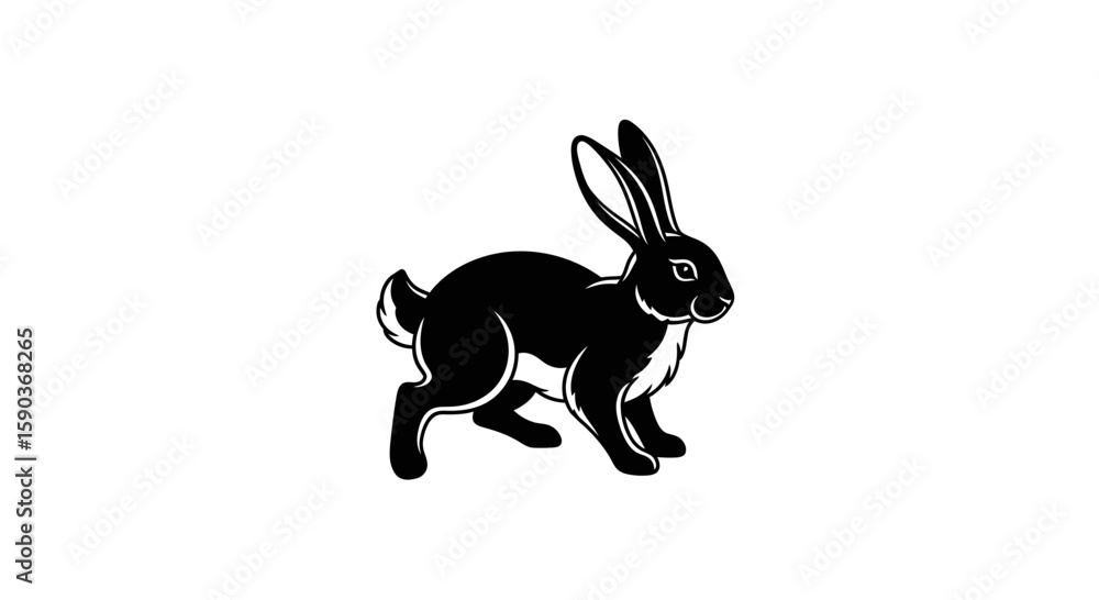 Obraz premium Vector find black rabbit vector illustration for easter designs and cute animal graphic projects in high quality