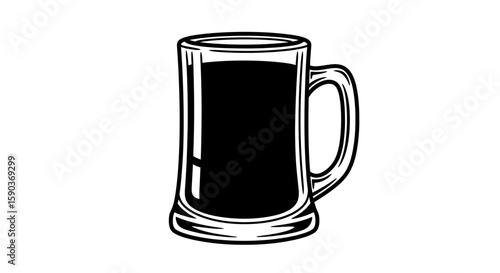 Vector downloadable vector graphic of a dark beer mug illustration for bar menu and drink design projects usage