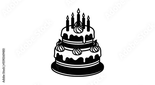Vector find the perfect birthday cake image vector illustration for your celebration needs black and white cake