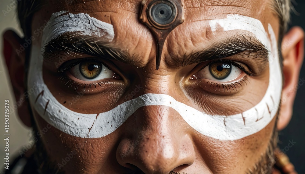 Fototapeta premium Close-up portrait of a man with elaborate face paint