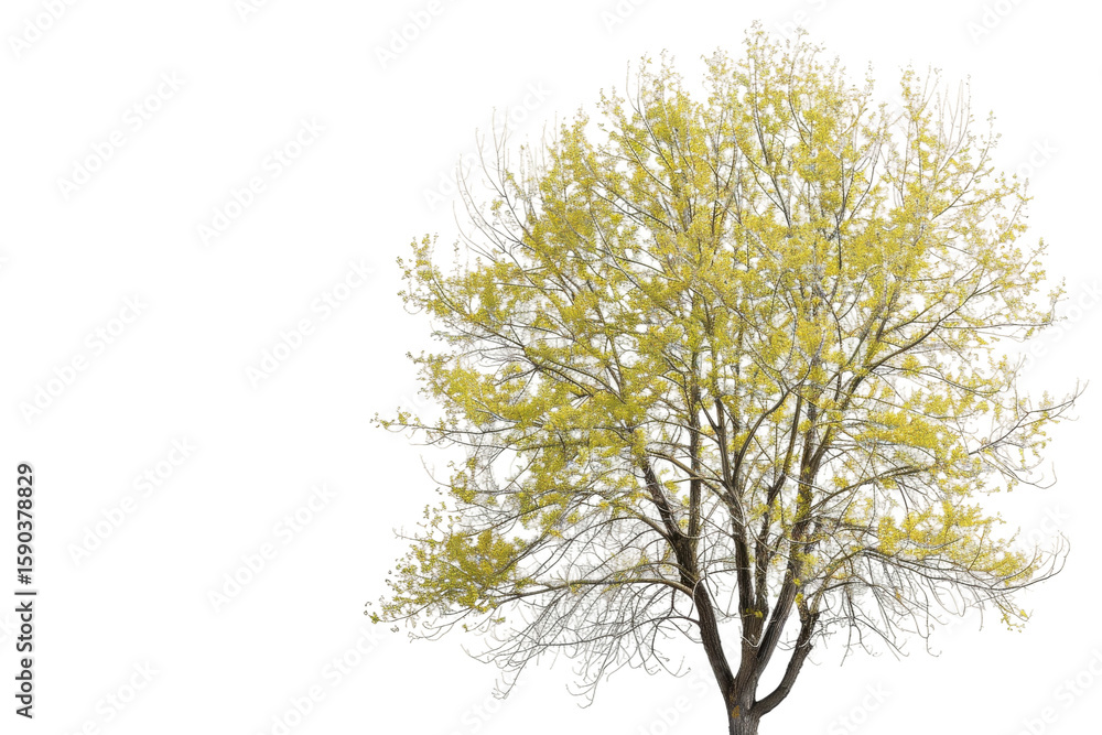 Fototapeta premium Modern Poplar Tree Isolated on Transparent Background, Ideal for Art Projects