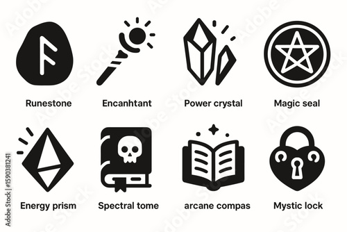 Fantasy, magic solid icon set. mystical, enchanted symbols collection in solid style