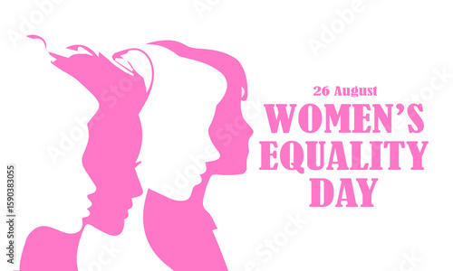 Women's Equality Day banner, social media post, poster design. 26th August Women equality day celebration banner with women of different cultures. The day recalls, granting women the right to vote.