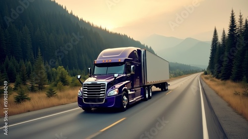 Wallpaper Mural semi truck driving toward camera in cinematic photo with analog film grain Torontodigital.ca