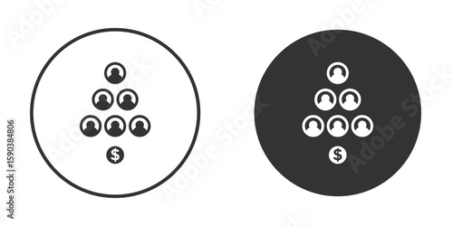 Ponzi scheme icon vector clipart in black colors. suitable for graphic work