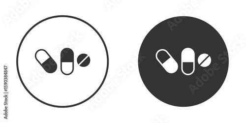 Pills icon vector clipart in black colors. suitable for graphic work