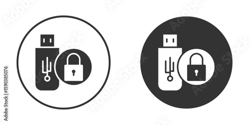 Pendrive security icon vector clipart in black colors. suitable for graphic work
