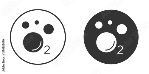 Oxygen O2 icon vector clipart in black colors. suitable for graphic work