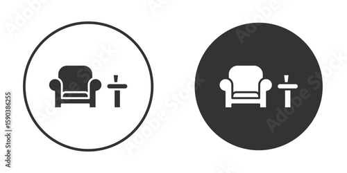 Lounge icon vector clipart in black colors. suitable for graphic work